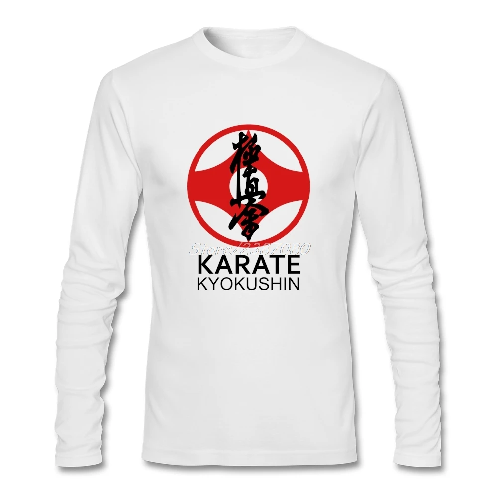 Kyokushin каратэ кандзи Футболка модная уличная футболка с длинным рукавом на заказ с круглым вырезом