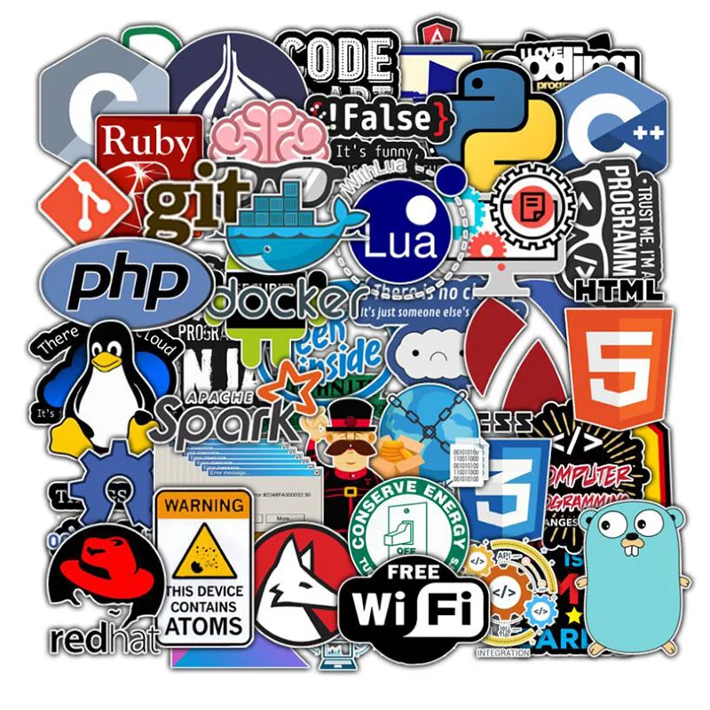 Программируемые языковые наклейки 50 шт./лот хакер C ++ программатор биткоина sqcss Java