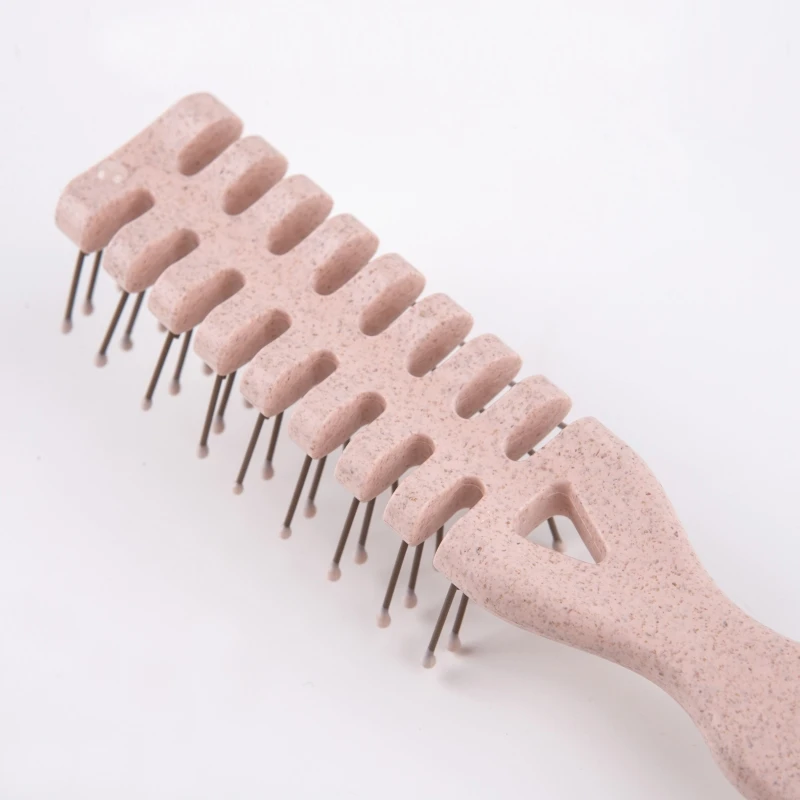 1Pc Fishbone Shape Elastic Comb Teeth Breathable Blowing Fluffy Hair Comb Hairbrush Wheat Straw Pro Styling Hair Vented Brush