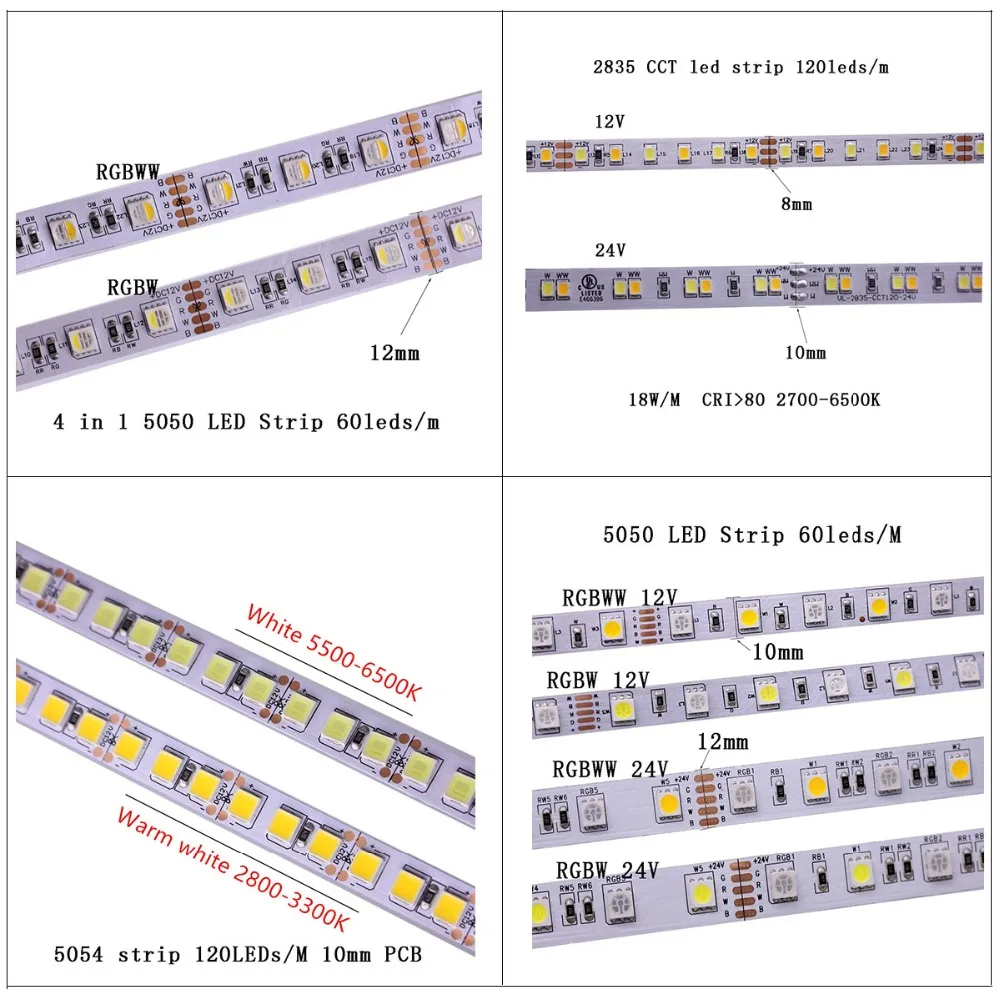 Светодиодные ленты 5 м 2835 5730 5050 5054 RGB CCT RGBCCT RGBW/RGBWW теплый белый 60/120/240/480 светодиодный 4in1 12V 24V ленты светильник полосы Гибкие