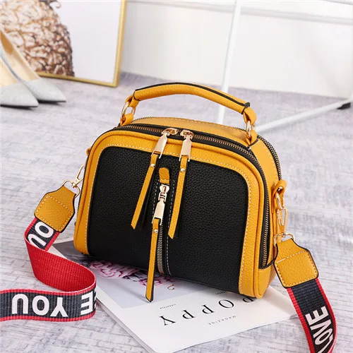Женские сумки-мессенджеры, роскошные сумки, известный дизайнер, женская сумка, повседневная сумка-тоут, дизайнерская, высокое качество, новинка, внутренний карман - Цвет: black and yellow
