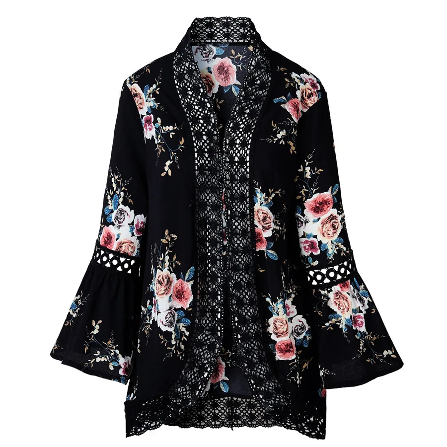 Gladiolus 2019 Spring Womens Tops And Blouses Loose Floral Print Flare Sleeve Lace Women Kimono Cardigan Summer Shirts Plus Size (27)