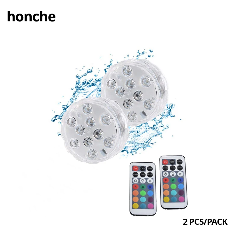 

2pcsSubmersible LED Light Waterproof with Remote Controls Battery Operated Multicolor for Aquarium Pond Fountain Vase Pool Party