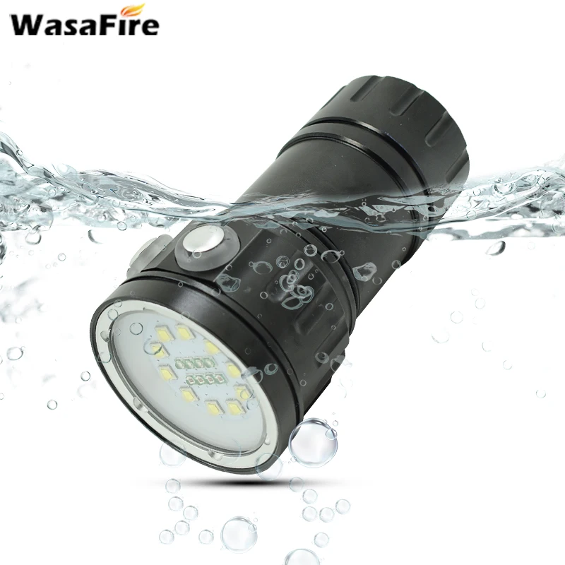 

Professional Underwater LED Diving Flashlight 10*XML L2 White 4*Red 4*Blue Light Dive Photography Video Lamp Scuba Flashlights