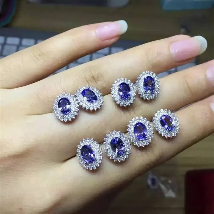 KJJEAXCMY fine jewelry 925 Чистое Серебро инкрустированные натуральным камнем серьги из танзанита ювелирные изделия драгоценность. JKH