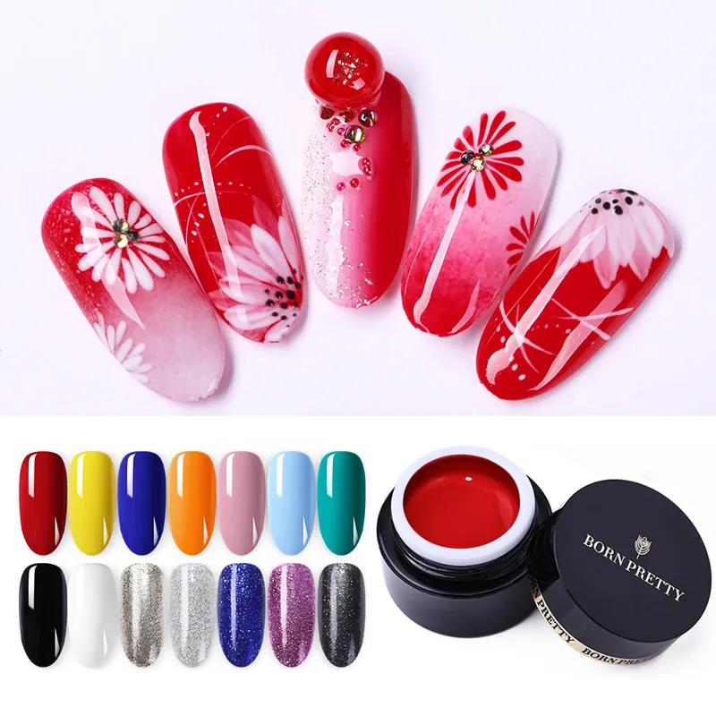 

BORN PRETTY 5ml 3D 2 In 1 Painting UV Gel Glitter Micro-carving Soak Off Gel Polish One-shot Color