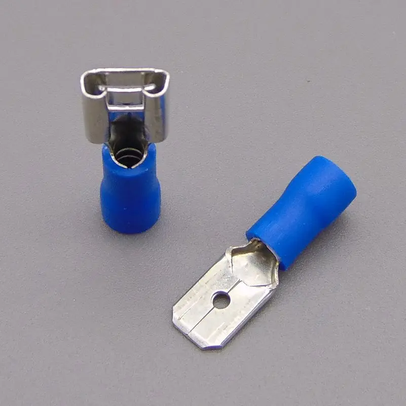 

connector 100PCS Blue Fully Insulated Spade Electrical Crimp Connectors- Mixed Male & Female