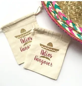 

custom Adios Hangover Fiesta Bridesmaid wedding favor bags Bachelorette Hangover recovery Survival Kit party Candy pouches