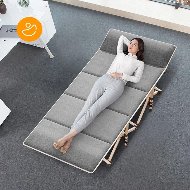

Simple Metal Chaise Folding Single Bed Heavy Duty Lounge Beds for Home Office Quick Nap Portable Easy Fold Room Saving Design
