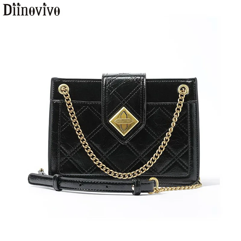 

DIINOVIVO Metal Buckle Luxury Handbags Women Bags Designer Thread Crossbody Shoulder Bag Female Chic Chain Tote Bags WHDV1145
