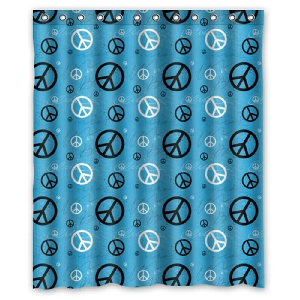 Blue Background World Peace Sign Pattern Design Mildew Proof