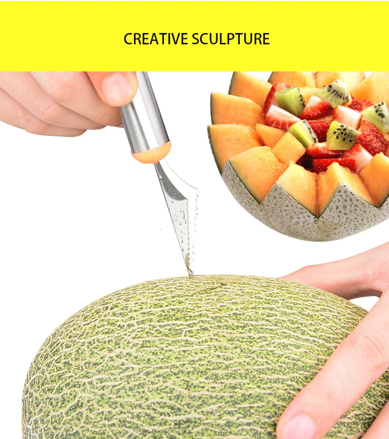 Creative fruit tool for sculpture & ballerer DIY fruit homemade kitchen helper Creative fruit tools for children Stainless steel (7)