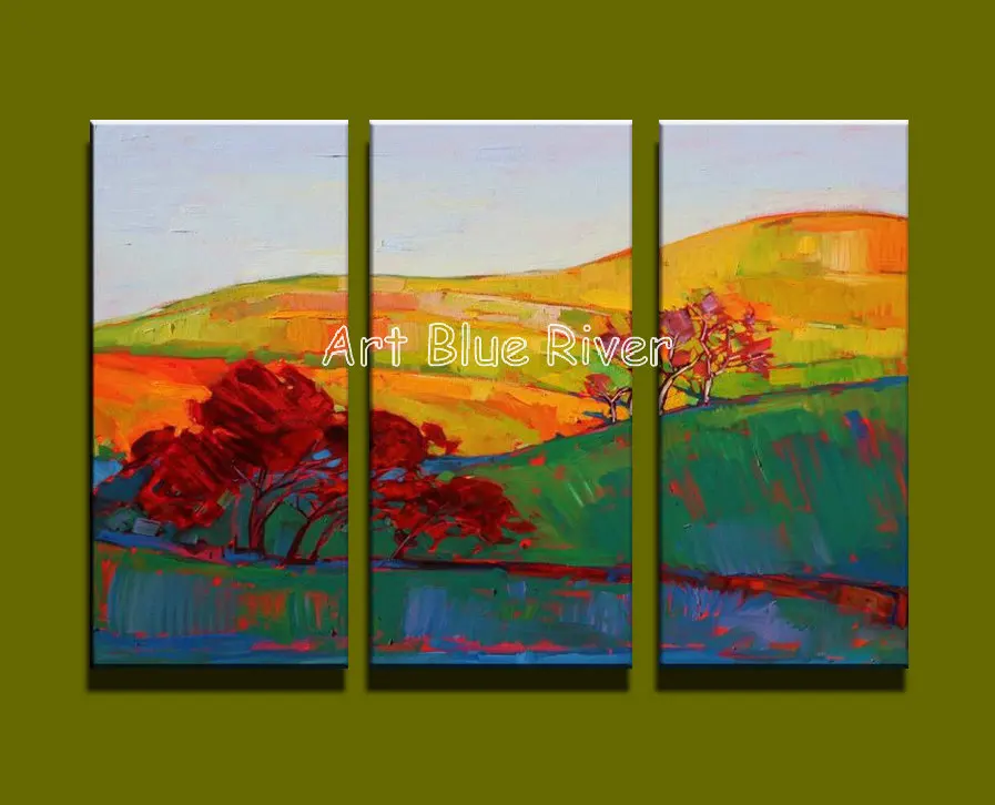 3 piece Muti panel abstract modern canvas wall art Knife landscape wall