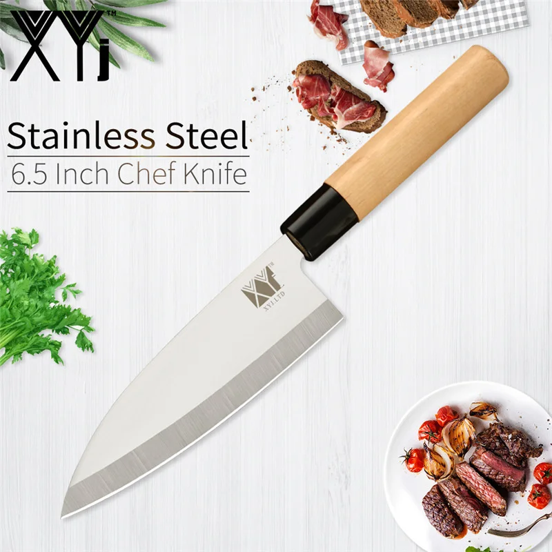 XYj набор кухонных ножей из нержавеющей стали 4 шт. 9 ''6,5'' для нарезки шеф-повара нож сантоку для суши рыбы мяса фруктов инструменты - Цвет: 6.5 chef knife