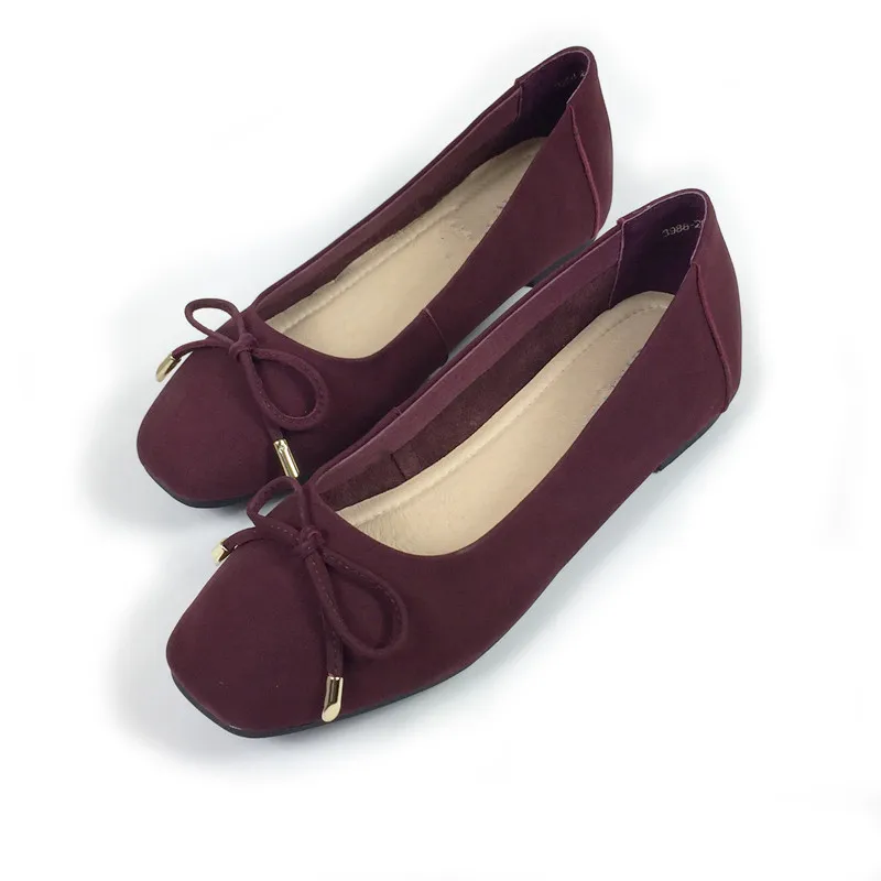 Femmes Verni Red Bowtie Cuir Plus apricot Dame red Arrivée Carré Chaussures Ballerines Bout En Plat wine Nouvelle black 40 Patent Leather khaki Leather Taille Pour Black Leath 2018 6qISwYn