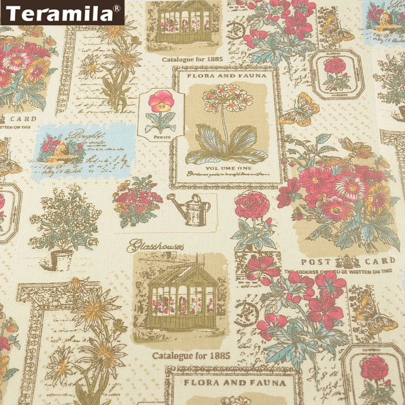 Вышивание Материал tissu с цветочным принтом скатерть Подушка сумка Шторы Подушка ZAKKA teramila Текстиль для дома из хлопка и льна Ткань