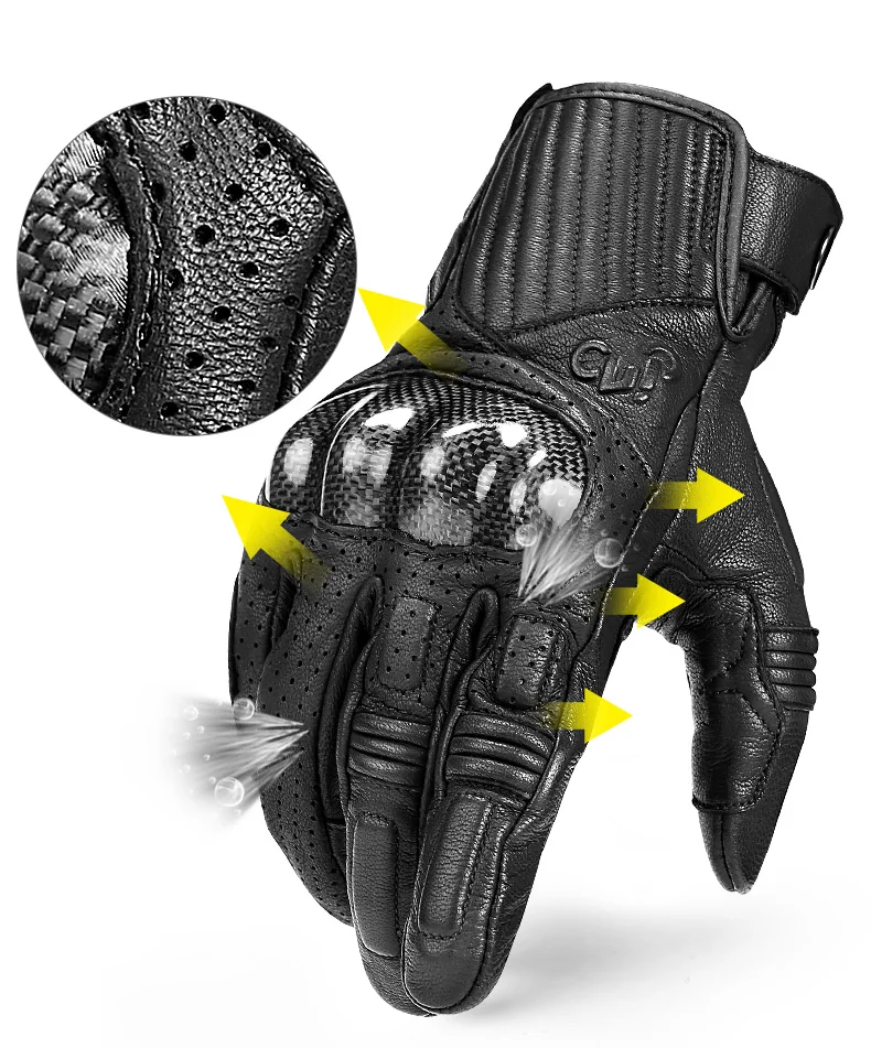 INBIKE Carbon Fiber Motorcycle Gloves Protective Gear Motorbike Gloves Full Finger Cycling Breathable Goatskin Men Motor Gloves