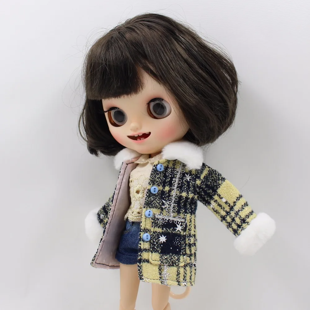 Blyth doll ледяное пальто фиолетовый зеленый клетчатая зимняя одежда