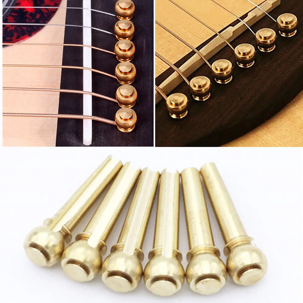 Pdtoweb 6 X Guitar Bridge Pins Acoustic String End Pegs Abalone Dot Black Plasti