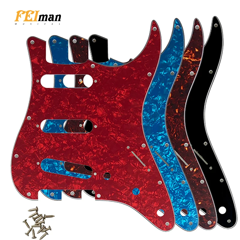 

Pleroo 11 Screw Hole Guitar Pickguard for USA/Mexico Fender Stratocaster Standard SSS St Scratch Plate with screws Multi color