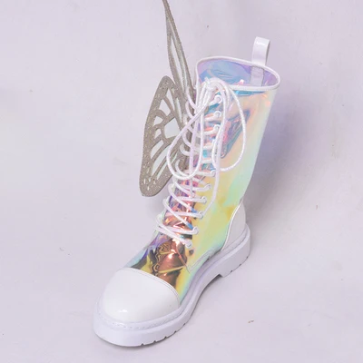 Мода большая бабочка женские ботильоны блеск кожи Bling Обувь для подиума роскошная дизайнерская обувь для женщин женские сапоги - Цвет: as picture