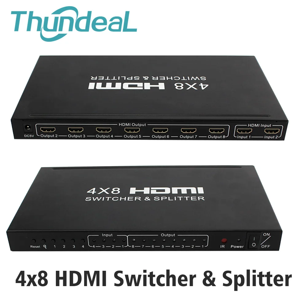HDMI матрица 4x8 HD 4K 2K переключатель сплиттер 3D 1080P 4 вход 8 Выход HDCP преобразователь