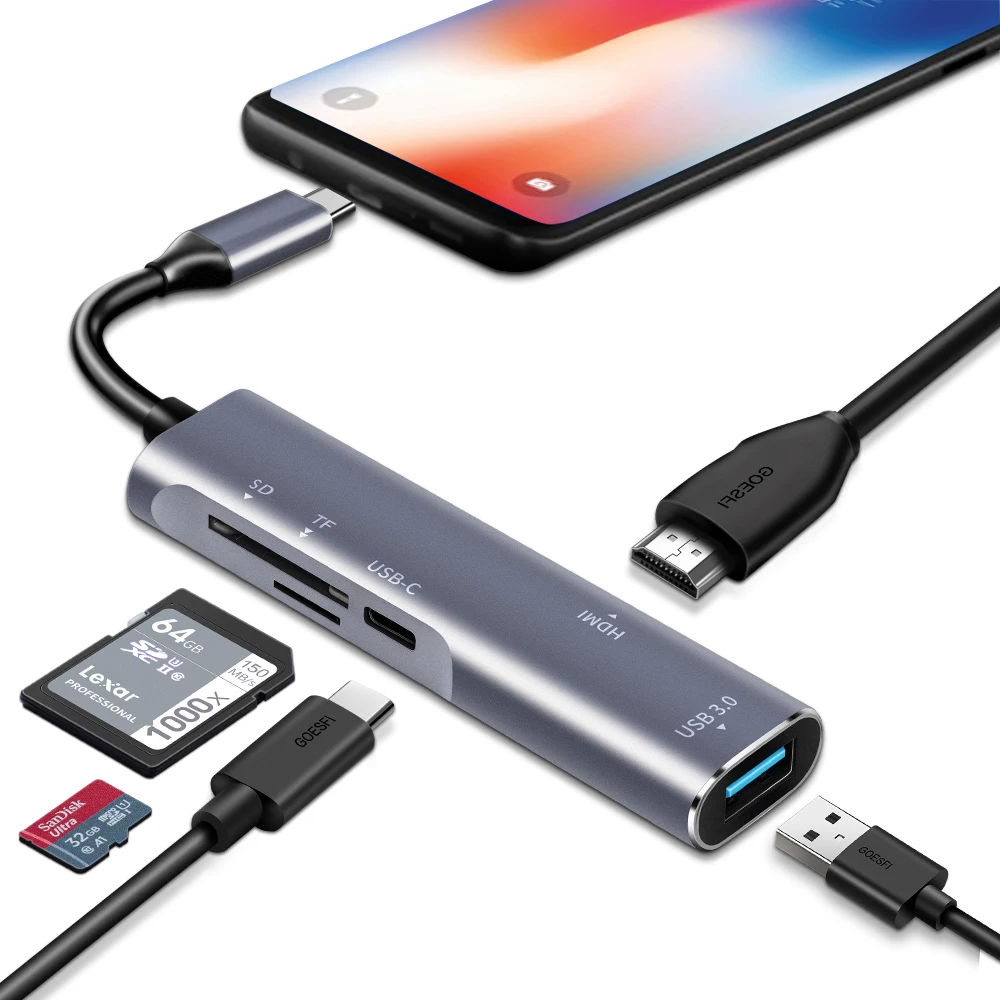  USB C to HDMI USB A OTG Card Reader with Charging Port for Huawei Mate 20 p30 p20/pro Samsung galax