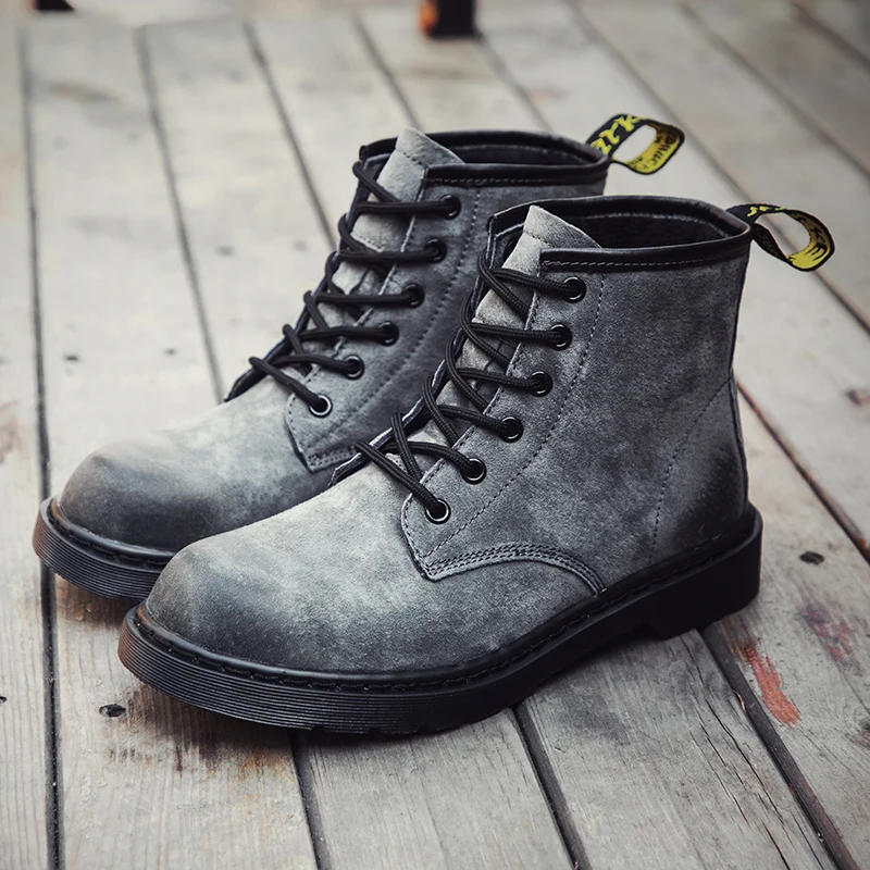 Классические замшевые кожаные мужские зимние ботинки с мехом, сохраняющие тепло, модные зимние ботинки унисекс, высокое качество, винтажная Зимняя мужская обувь