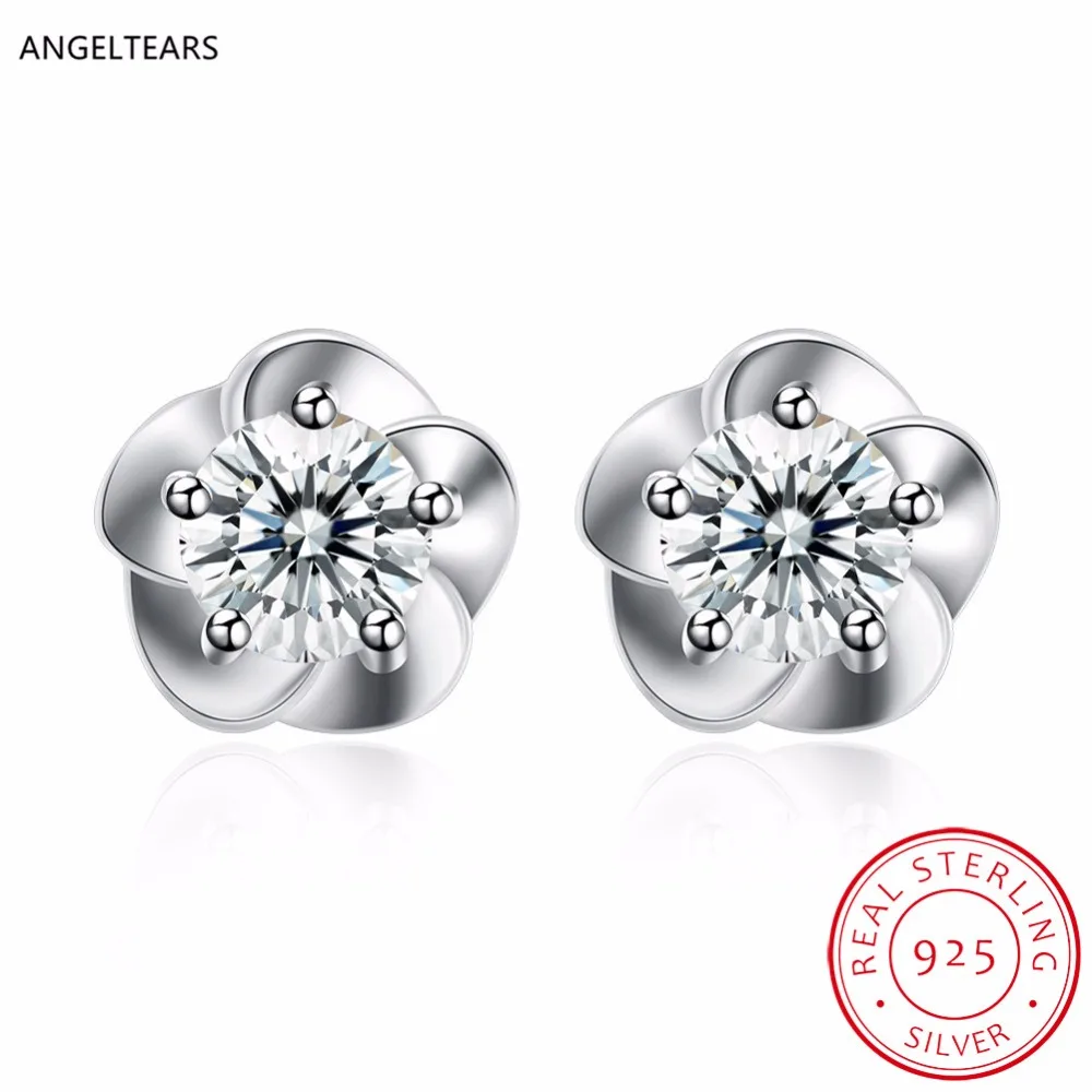 Wholesale Low Price 925 sterling silver flower stud earrings with