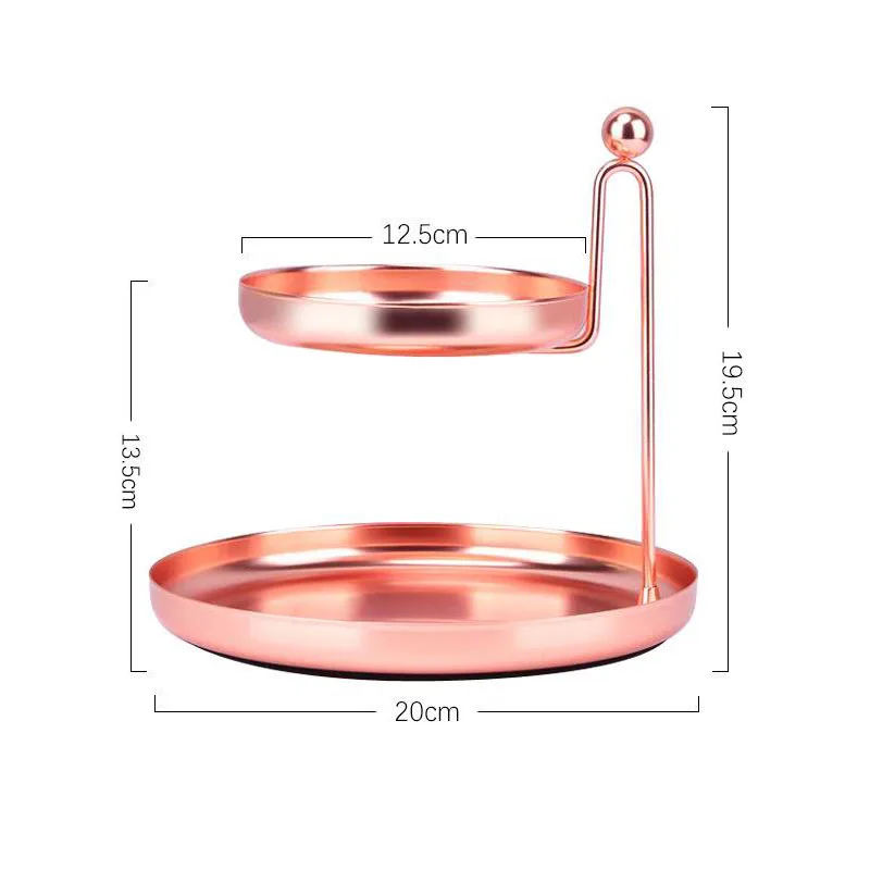 Nordic 2-х слойный металлический ящик для хранения, десерт лоток золотой тарелка для фруктов мелких предметов Дисплей лоток зеркало вечерние декоративный Органайзер