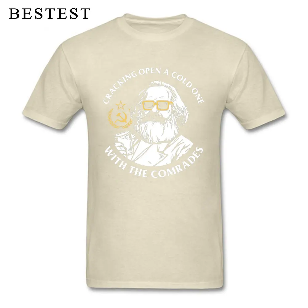 Group Camisa Tops Shirt Short Sleeve for Men Pure Cotton Autumn Crew Neck T-shirts Unique Tops Shirts Newest Free Shipping Crack Open A Cold One With The Comrades 7382 beige