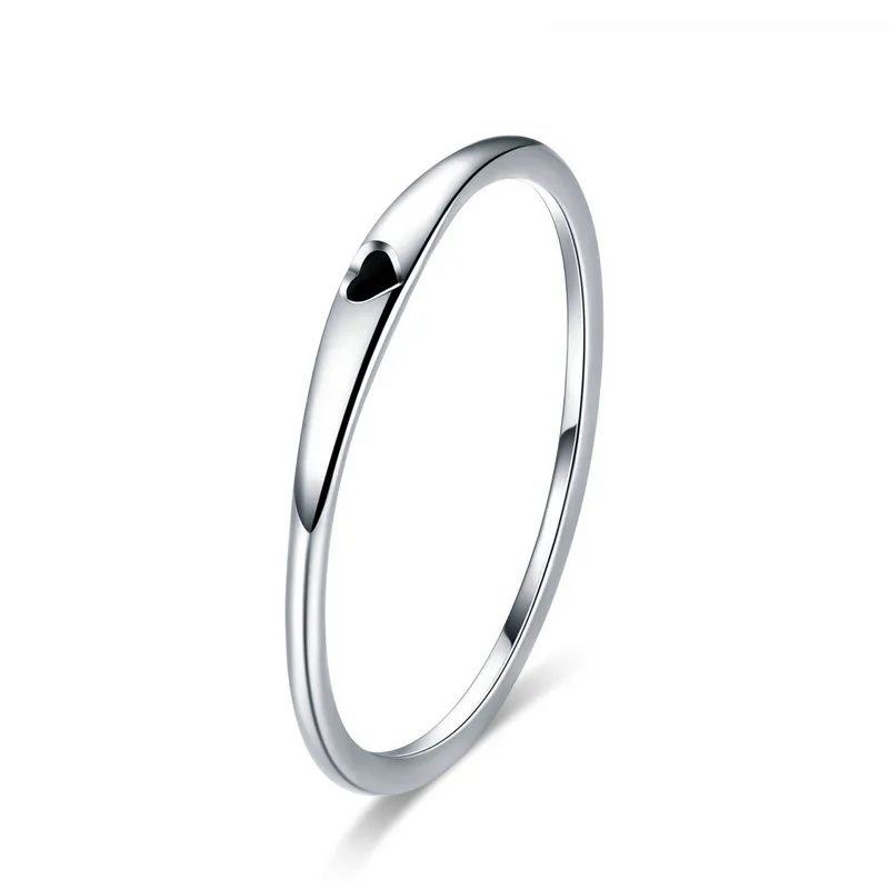 

ABAY 2018 Real 925 Sterling Silver Round Circle Pure Finger Ring Simple Heart Engrave Rings for Women Wedding Engagement Jewelry