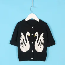 Г. Осенне-зимний свитер хлопковая однобортная повседневная детская одежда унисекс с круглым вырезом и длинными рукавами с рисунком лебедя и животных