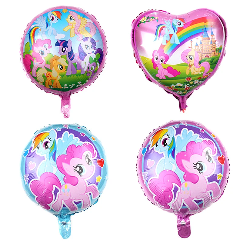 

4pcs/lot 18 inch Cartoon My Little Pony Theme Aluminium Foil material balloons kids Party Birthday Party Decoration Supplies