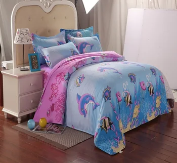 

Cartoon Fish Seahorse Bubble Ocean Wave 4 Piece Bedding Set