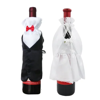 

1pair/lot Wedding Decorations Bride Groom Dress Wine Glass Champagne novelty Bottle Decoration Accessories 40%off