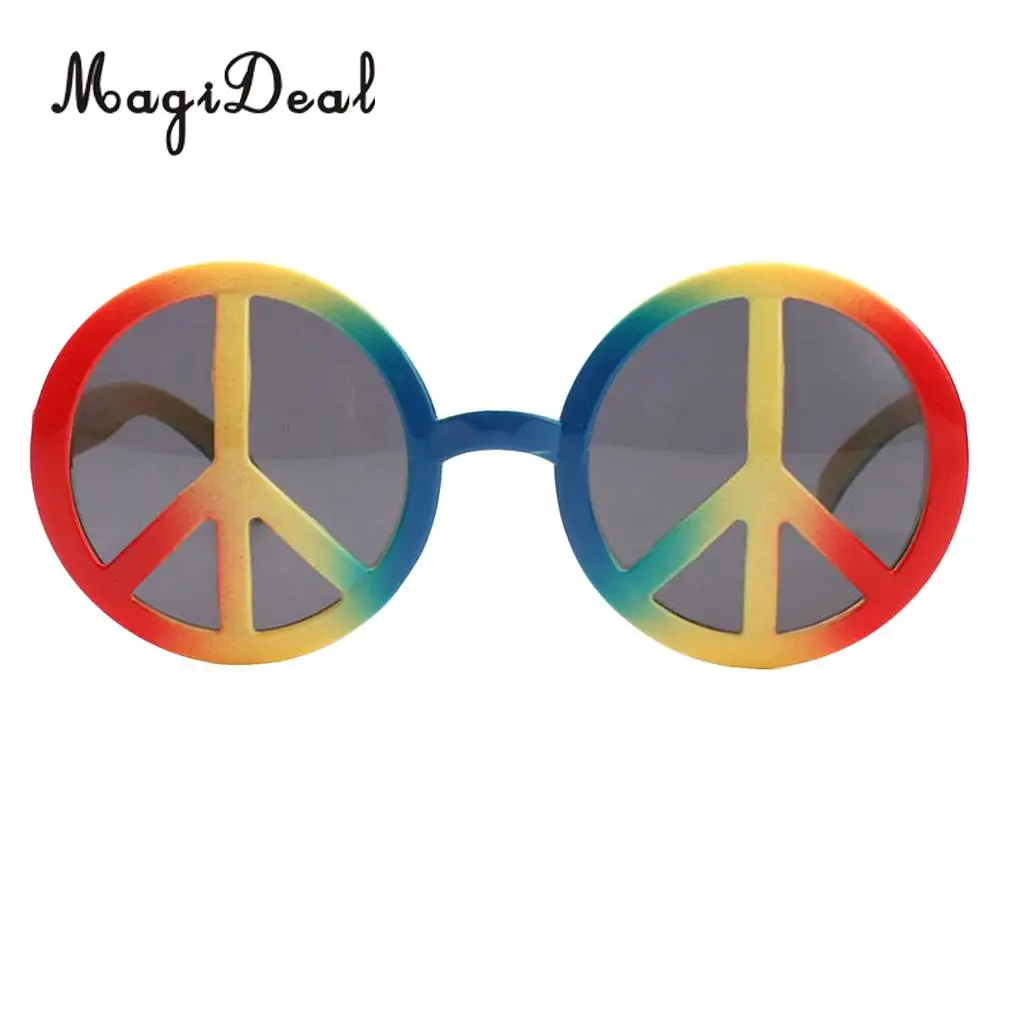 Fashion Rainbow World Peace Sign Sunglasses Costume Eye Glasses Adults Kids Party Photobooth Costume Eyewear