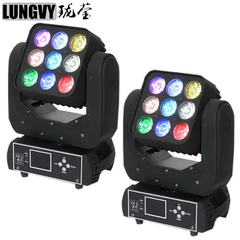 

Free Shipping 2pcs/Lot 9x10W 4IN1 RGBW LED Matrix Led Beam Moving Head Light DMX 13/48 Channels For Stage Disco Nightclub