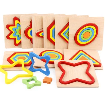 

3D Wooden Puzzle for Children 3-5 Years Old Shape Matching Wooden Puzzle Colorful Montessori Toys Educational Toys for Children