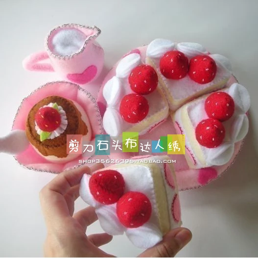 DIY клубничный торт десерт кукла ткань Войлок комплект Нетканая рукоделие Набор