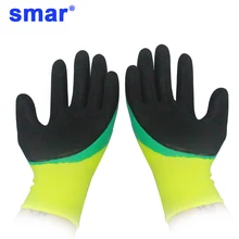 Лучшие продажи зеленый и желтый латекс микротонкой пены перчатки фабрика безопасности рабочие перчатки для мужчин