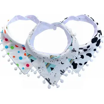 

Baby Bibs Tassel Double Slobber Cartoon Pattern Triangle Waterproof Saliva Towel Cotton Fit 0-3 Years Infant Burp Cloths Feeding