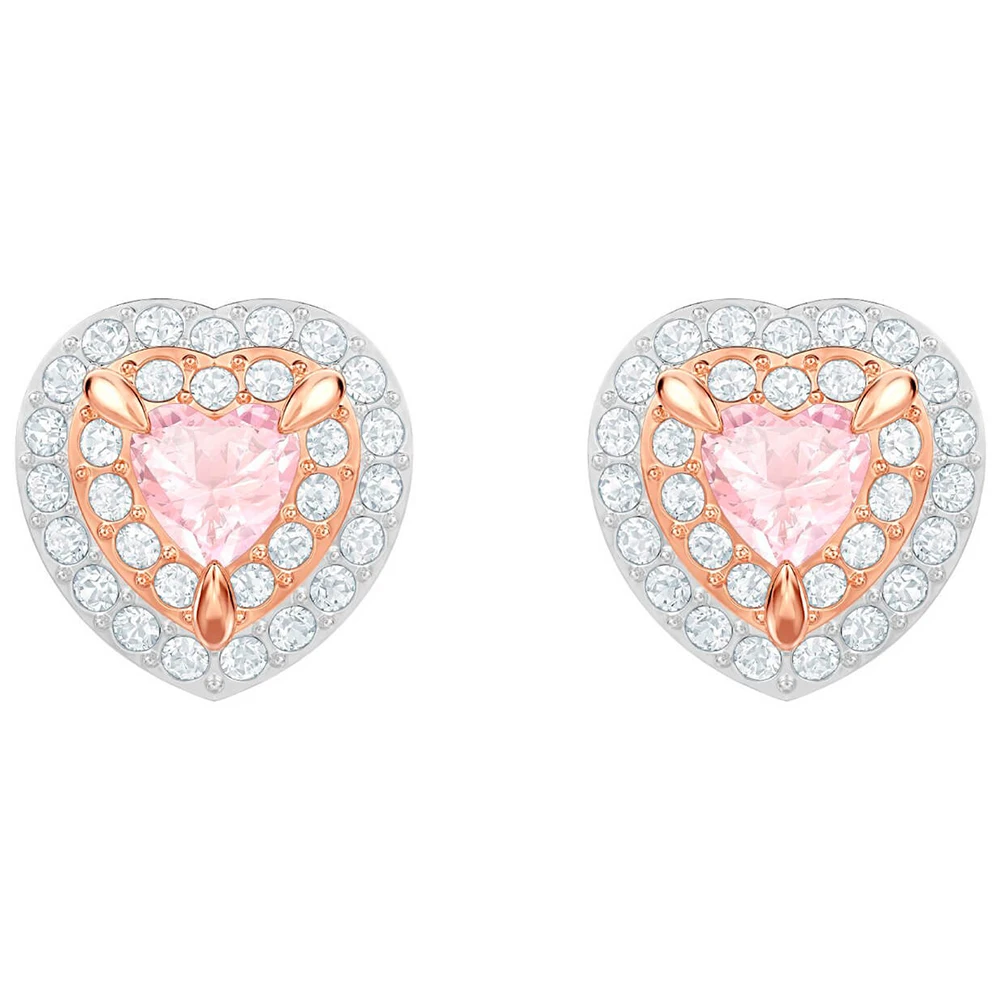 

SWA RO 2019 New ONE Light Pink Heart Stud Earrings Elegant Pierced Earrings for Girlfriends Birthday Picks Surprise Gifts
