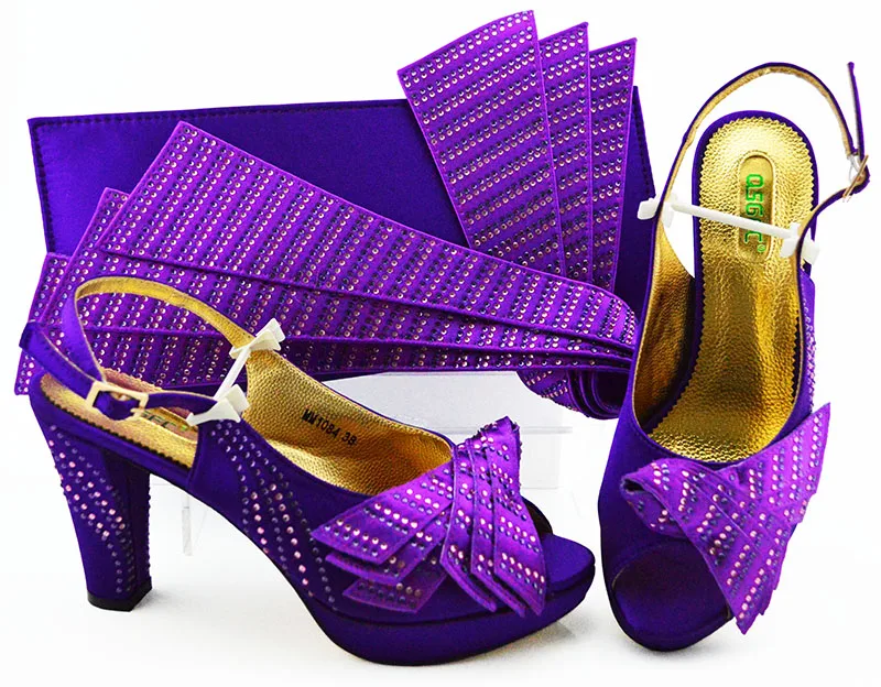 

2019 rhinestones shoes and clutches bag with high heel size 38 to 43 2019 italian shoes and bag matching set shoes bag SB8349-8