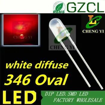 

RED 3mm oval led Diffused 346 led diode 2.0-2.2V oval light emitting diode Factory wholesale