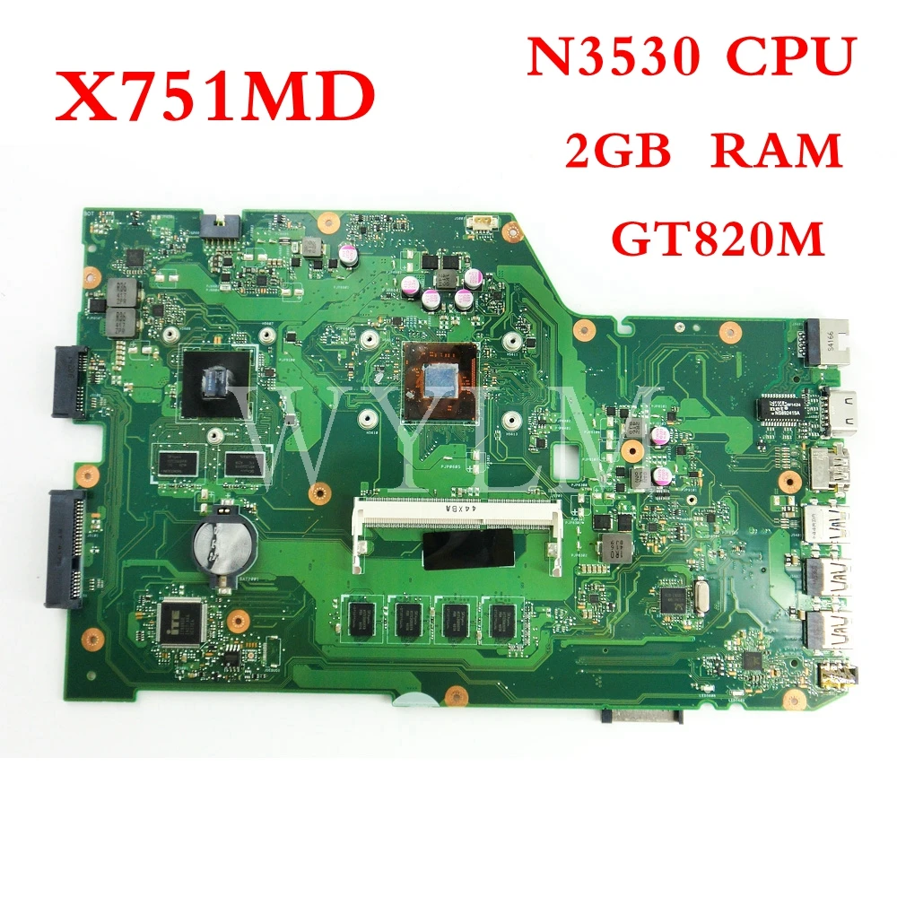 

X751MD motherboard With GT820M/1GB N3530CPU 4GB RAM mainboard For ASUS K751MD X751M X751MD K751M Laptop motherboard Tested