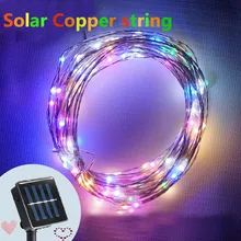 10 м 100LED медная проволочная гирлянда Фея Солнечный свет вечерние открытый декор+ солнечная панель, день рождения и Свадебный декор