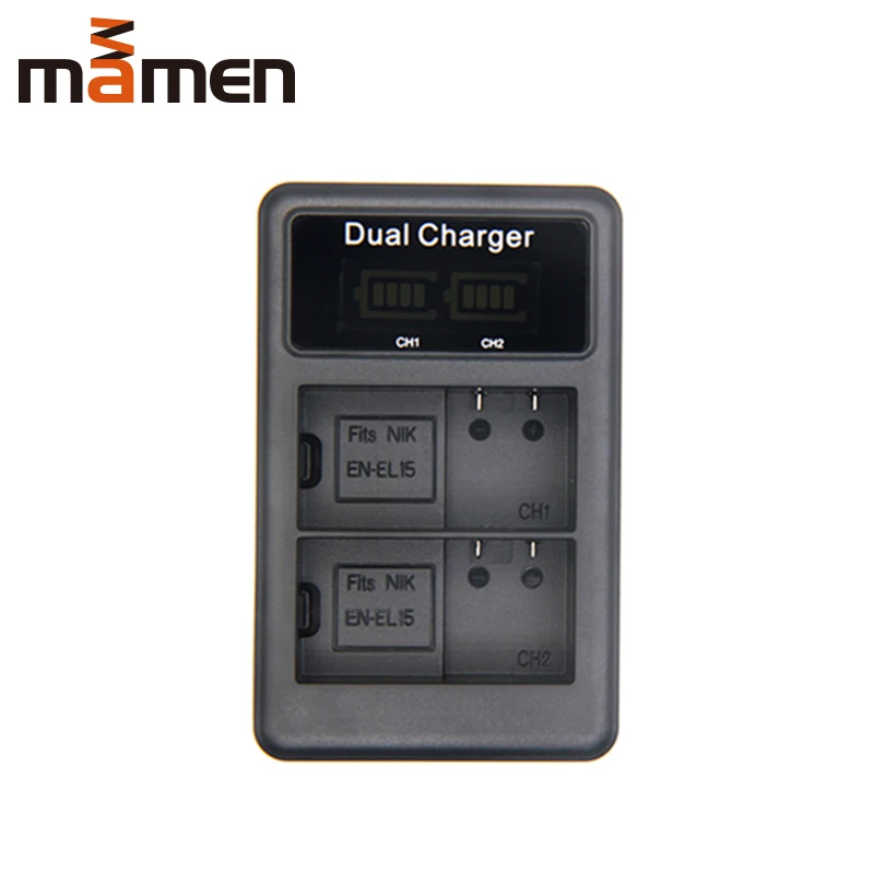 

Mamen EN EL15 EN-EL15 ENEL15 LCD USB Dual Battery Charger Digital Camera Charger for Nikon D610,D750,D7000,D500,D7200,D800,D800E