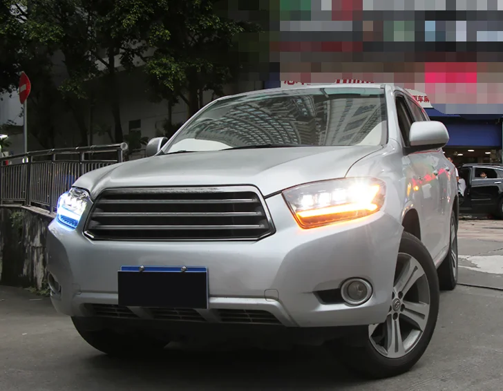 2 шт. светодиодный фонарь для Toyota Highlander 09-10автомобильный светодиодный фонарь с двойными ксеноновыми линзами автомобильные аксессуары дневные ходовые огни противотуманные фары