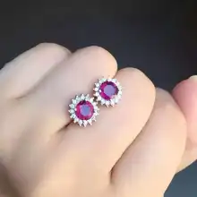 Натуральный фиолетовый Гранат Камень Серьги 925 серебро натуральный драгоценный камень серьги женские классические элегантные тонкие серьги для юбилея